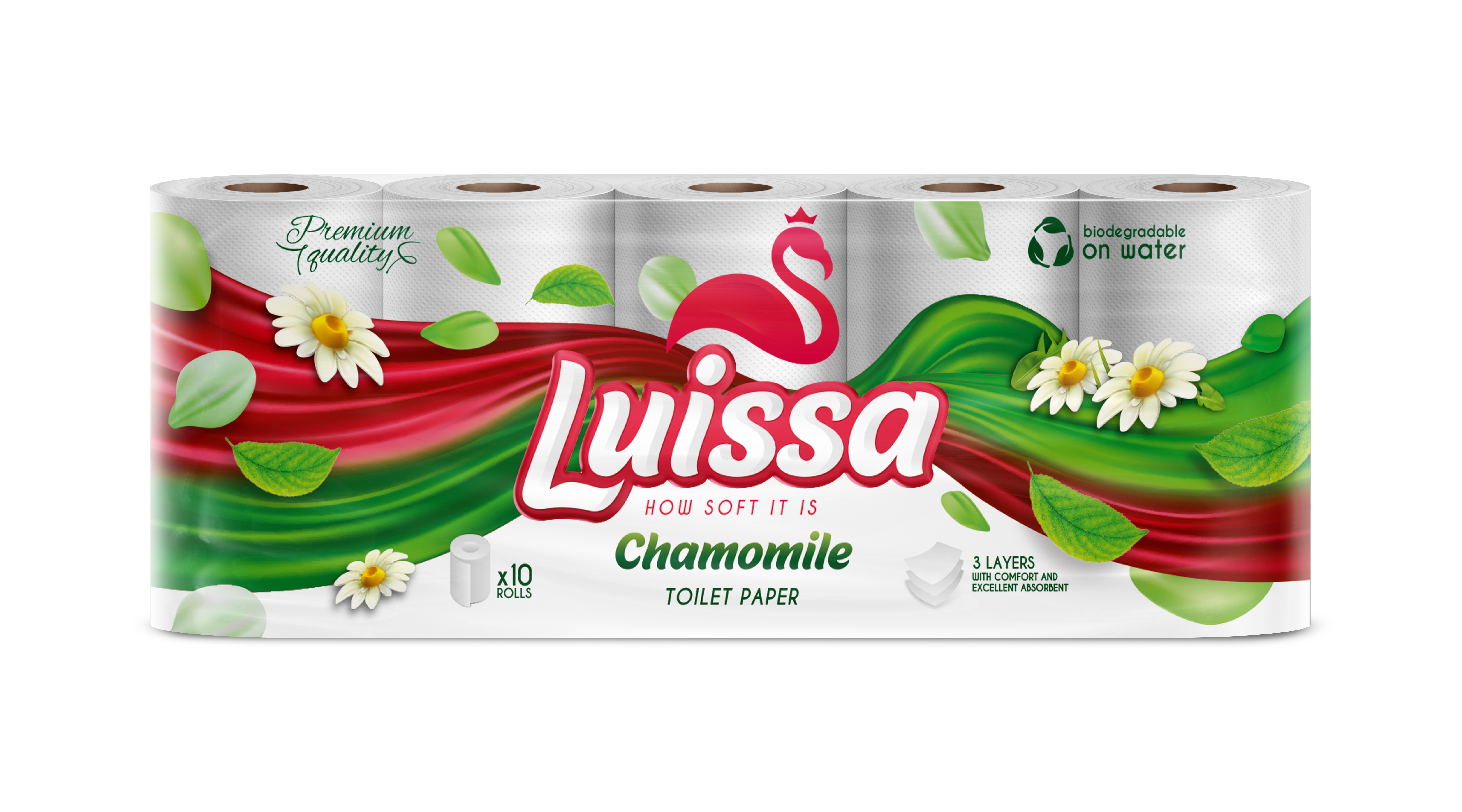 Luissa Chamomile Toilet Paper, 3-PLY, 60 Rolls (6 units of 10)