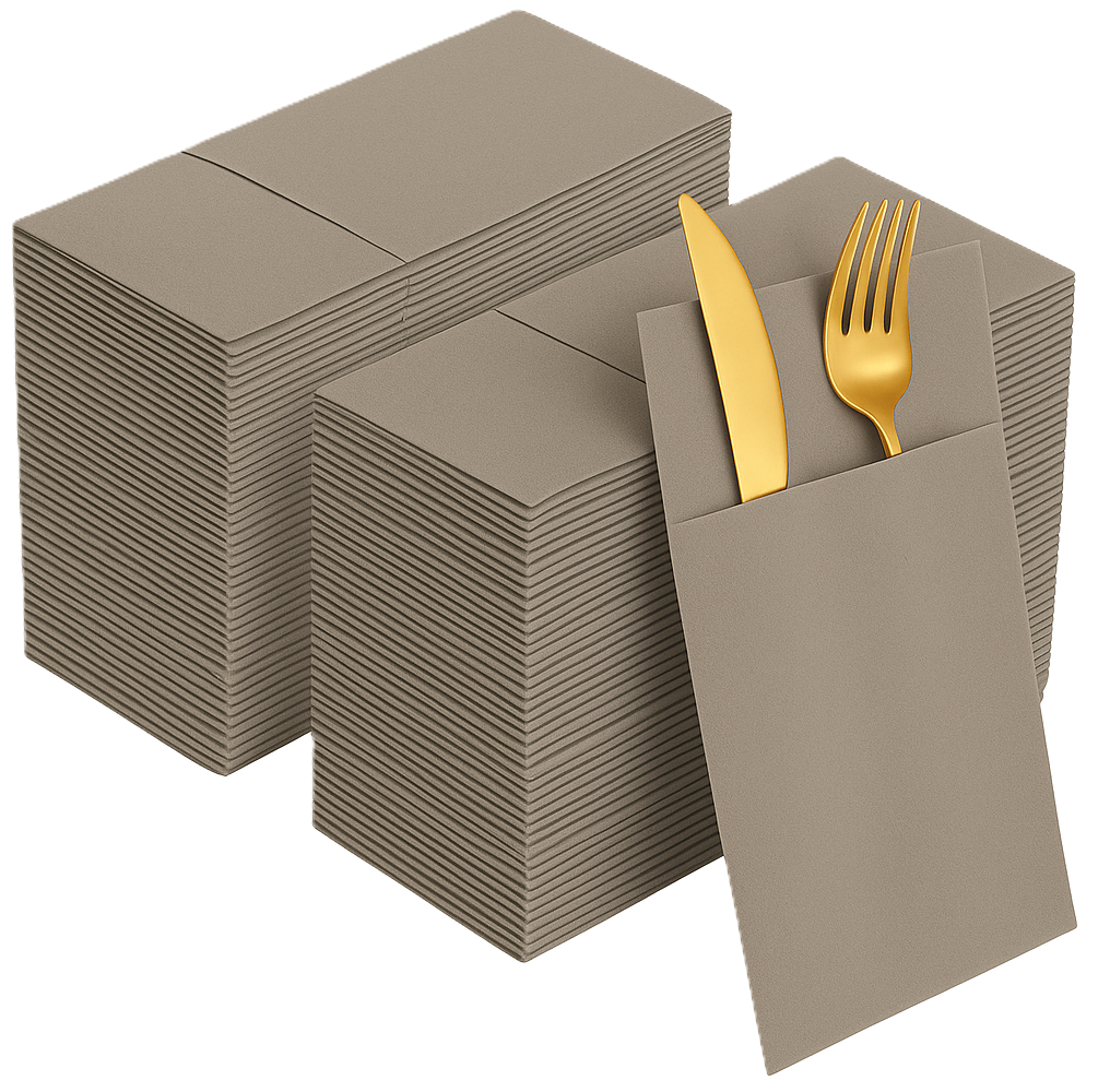 Airlaid salveta Kangaroo bež‑siva 40×40, 1/8 savijanja, 600 listova u 24 kom (24 pakovanja od po 25)