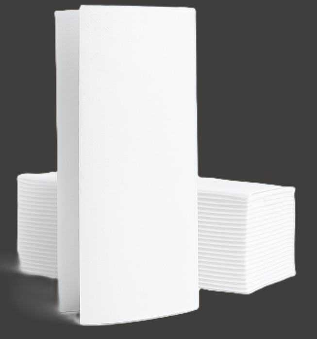 Serviettes Flutra Airlaid – Pli Livre 1/8, Blanc 40x40 cm, 600 Pièces  (100705)