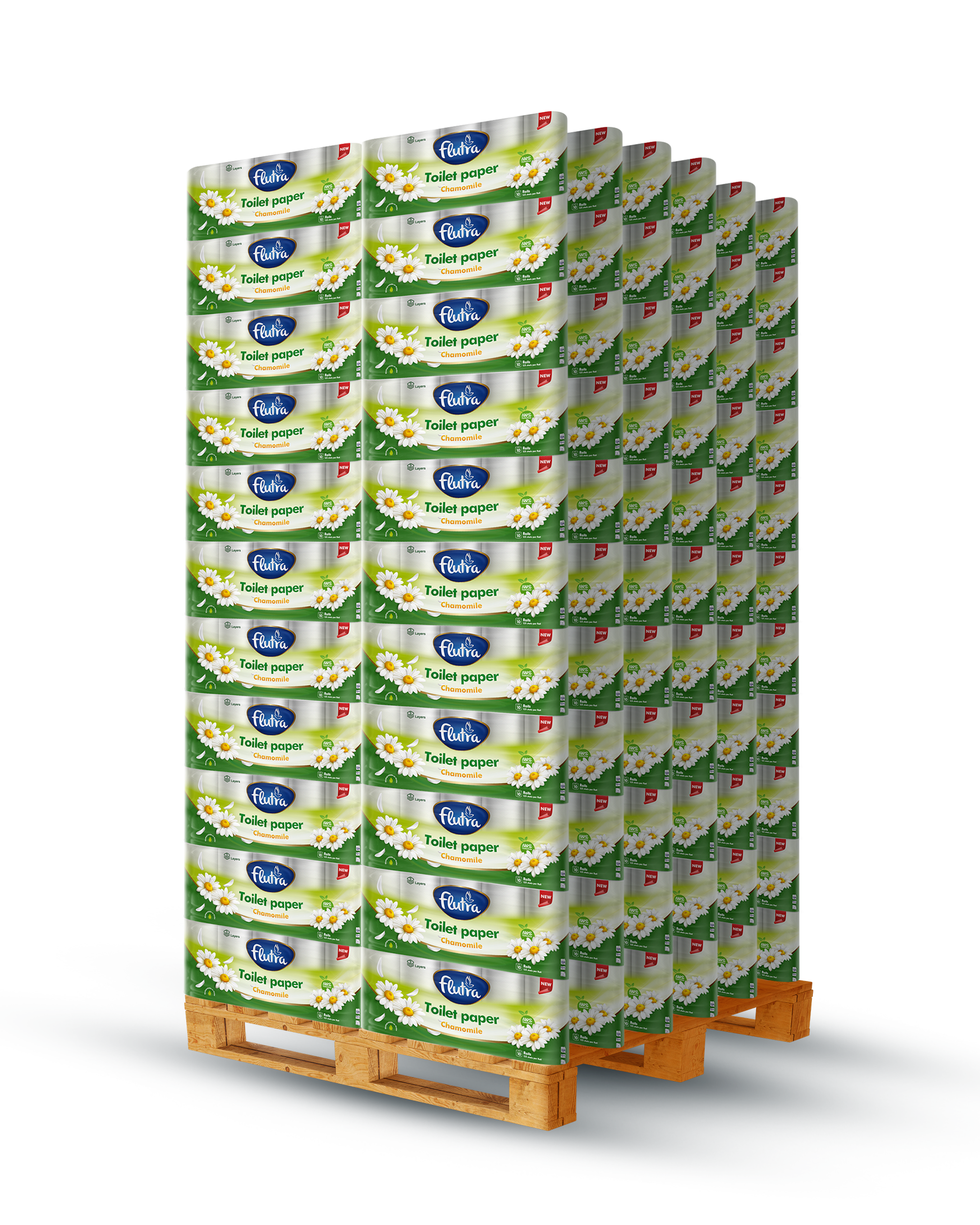 Letër higjienike Flutra kamomil 3 shtresore, 1320 Rollne ne Palete