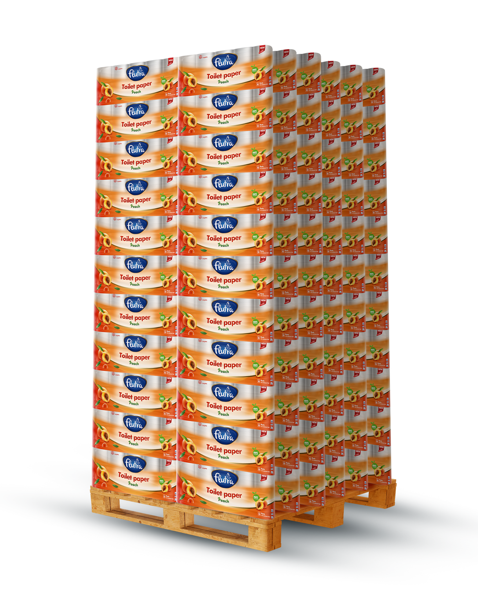 Flutra Peach Toilettenpapier, 3-lagig, 1320 Rollen