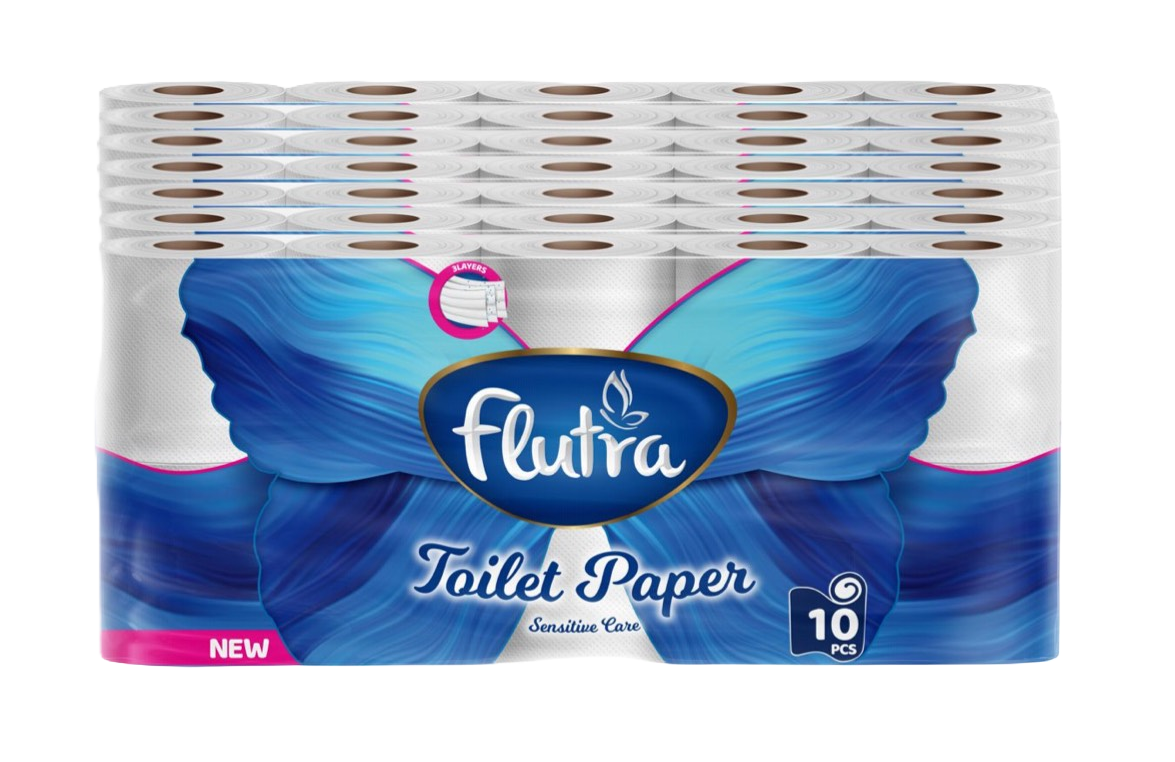 Letër Higjienike Flutra Sensitive 2-PLY 1/10 - 8+2, 4900 Fletë në 70 Rollne (7 Njësi nga 10)