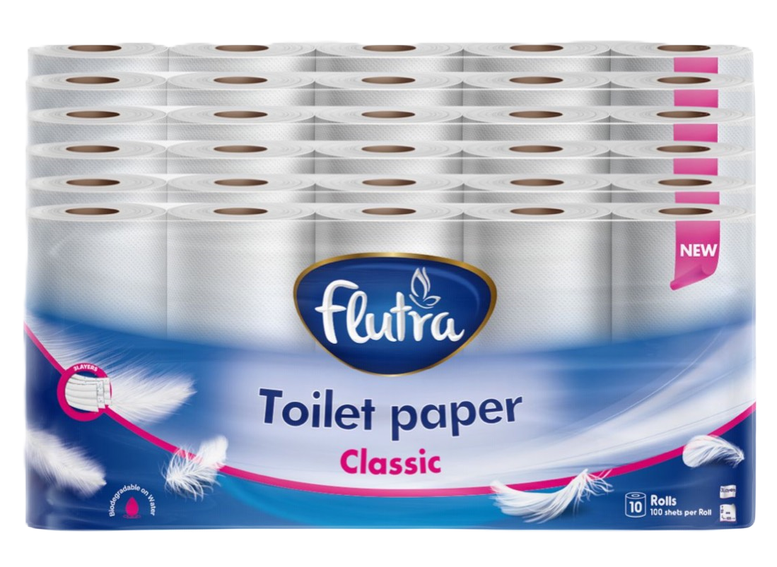 Flutra Toilet Paper Classic Premium 1/10 3-PLY,  6120 Sheets in 60 Rolls, (6 Units Of 10)