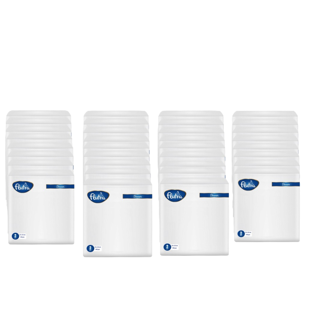 Salvetë Dinner Flutra 33x33, 100 copë. 2 shtresa - 3400 fletë në 34 copë (34 njësi nga 100)