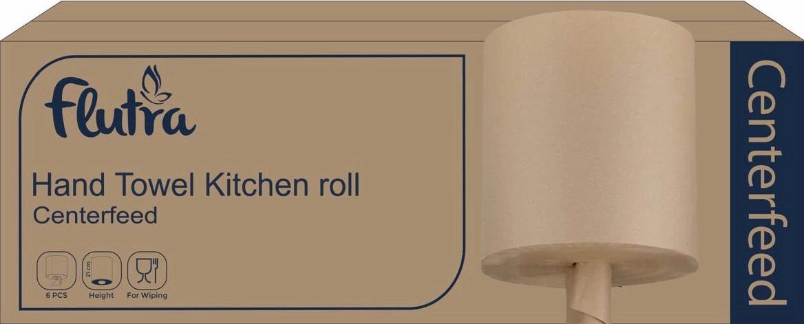 Flutra Papierhandtücher, Centerfeed, 2-lagig, 120 m, 6 Rollen pro Packung, Recycled (100749)