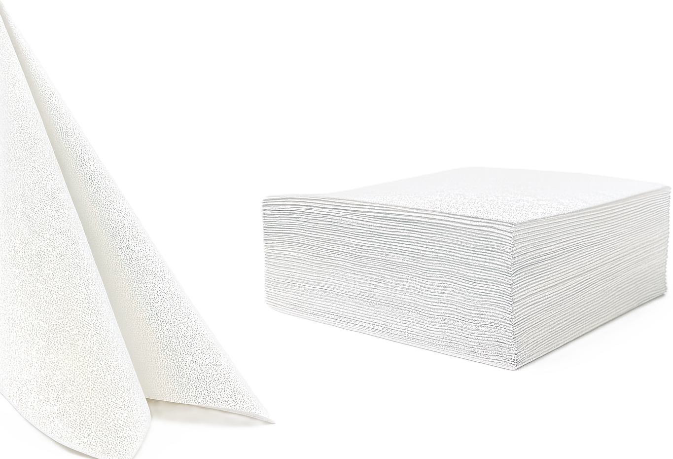Serviettes Airlaid 40x40 cm Blanches, pliées en 1/4, 600 feuilles (100697)