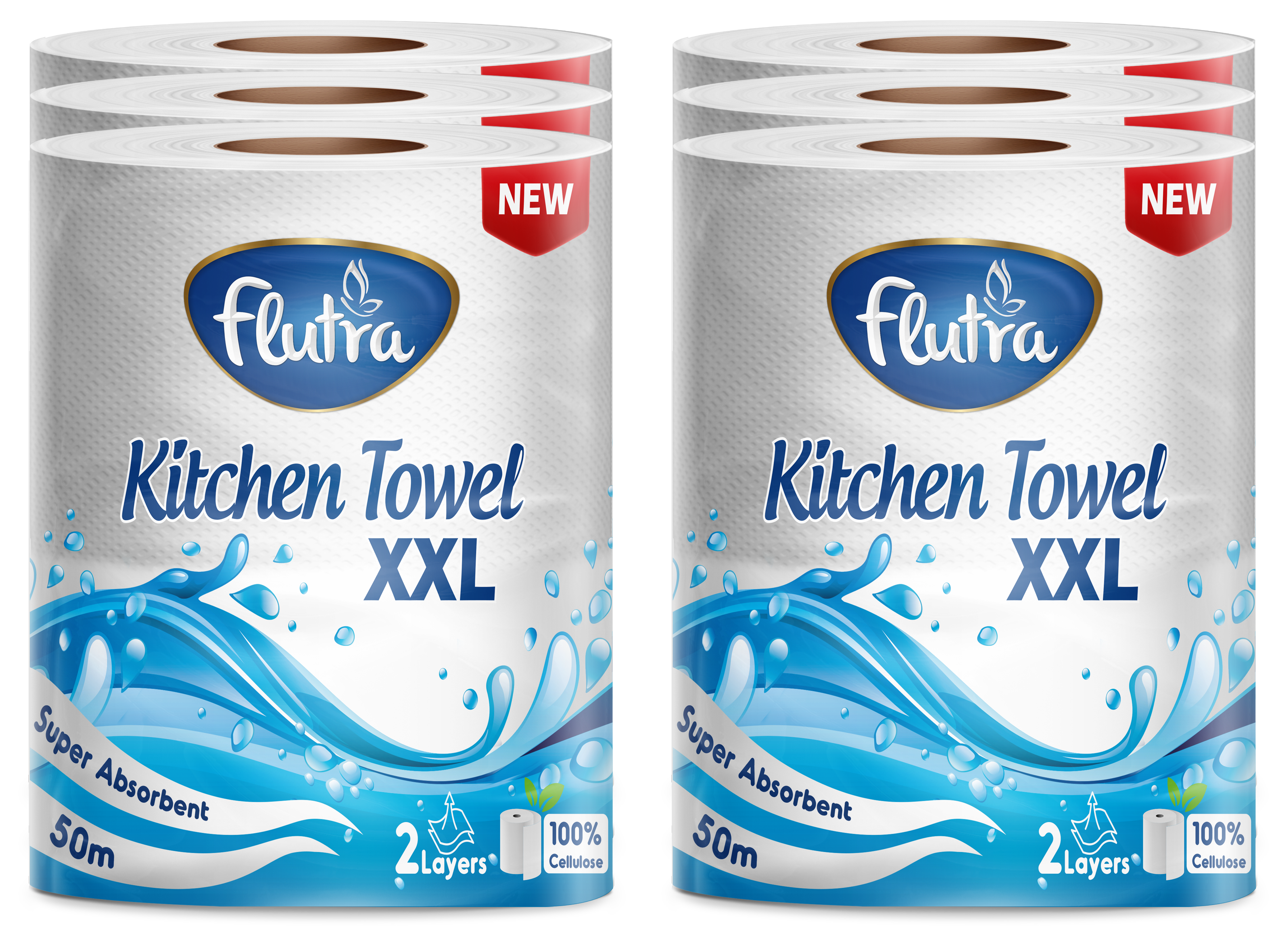 Flutra Küchenpapier XXL 2-lagig, 2100 Blatt in 6 Rollen (6 Einheiten à 1)