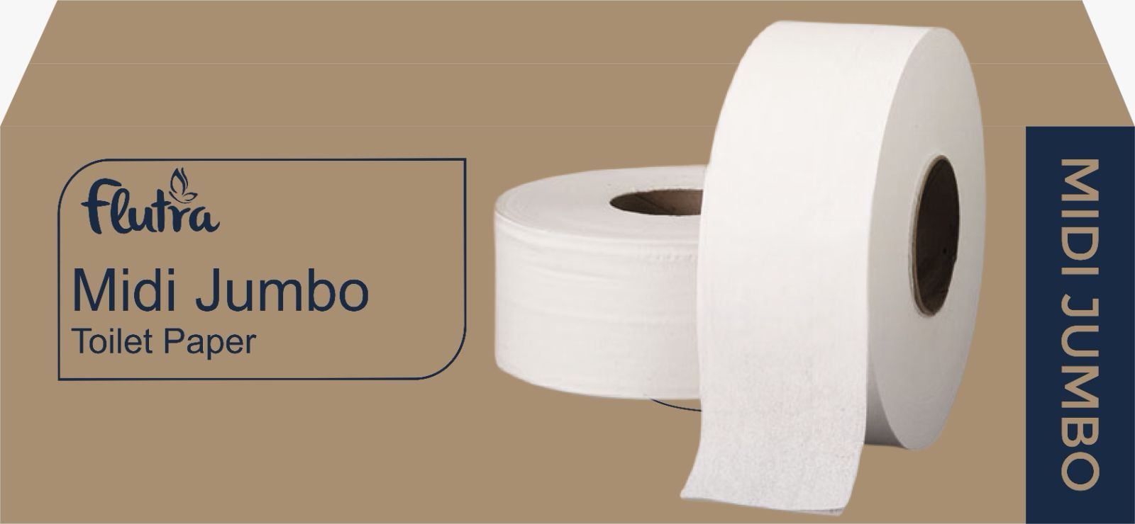 Flutra Midi Jumbo Toilettenpapier 2-lagig, 12 Stück x 160 m, Zellstoff (100664)