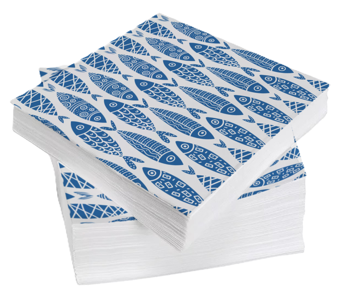 Flutra 1/4 2 Ply , Fish/Sea Motive, 40x40 1000pcs (2-PLY, 1000 PCS )
