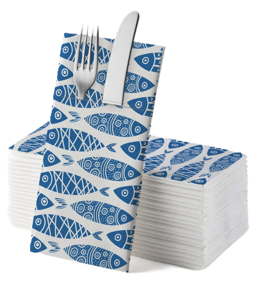 Flutra  Kangaroo  3 Ply , Fish/Sea Motive, 40x40 1000pcs (3-PLY 1000 PCS )