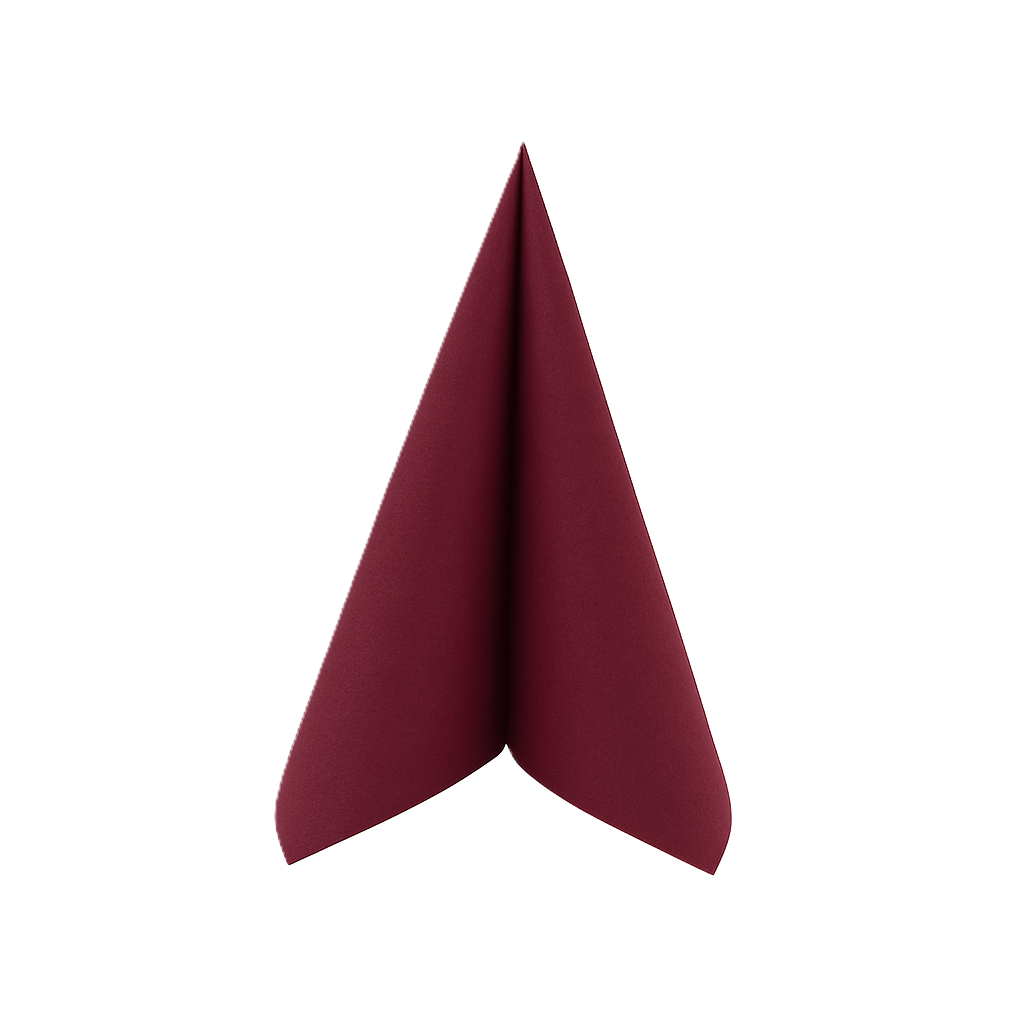 Airlaid salveta 40×40 bordo, 1/4 savijanja, 600 listova u 24 kom (24 pakovanja od po 25)