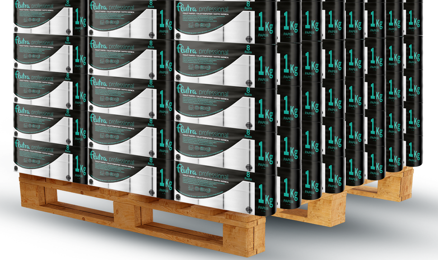 Flutra Professional Toilettenpapier, 3-lagig, 8 x 250 Blatt, 960 Rollen/Packung, Zellulose (100735)