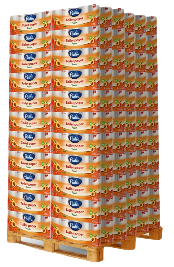 Flutra Peach Toilet Paper 3-Ply, 7500 Sheets in 60 Rolls (6 units of 10)