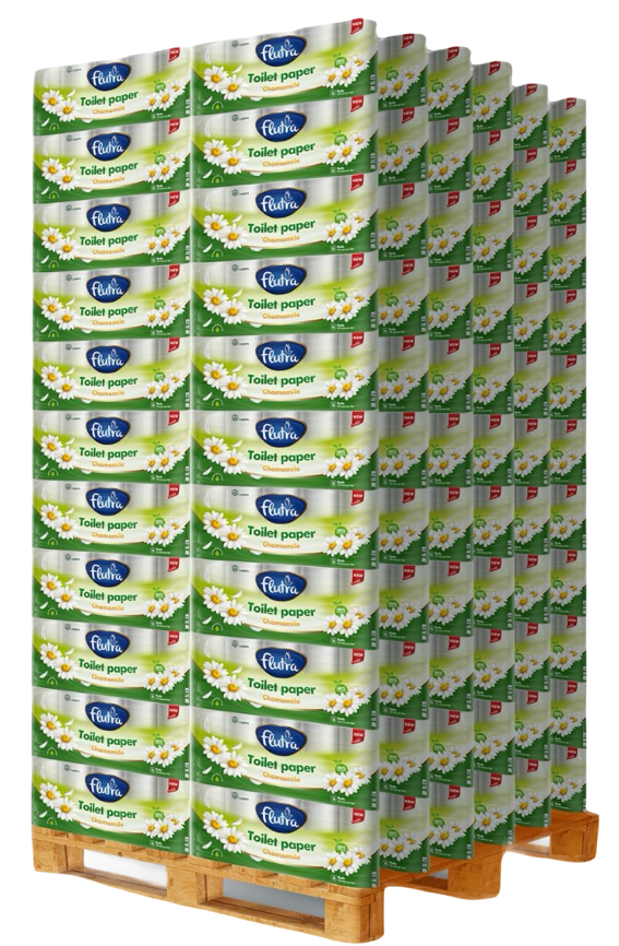 Flutra Chamomile Toilet Paper 3-Ply, 7500 Sheets in 60 Rolls (6 units of 10)