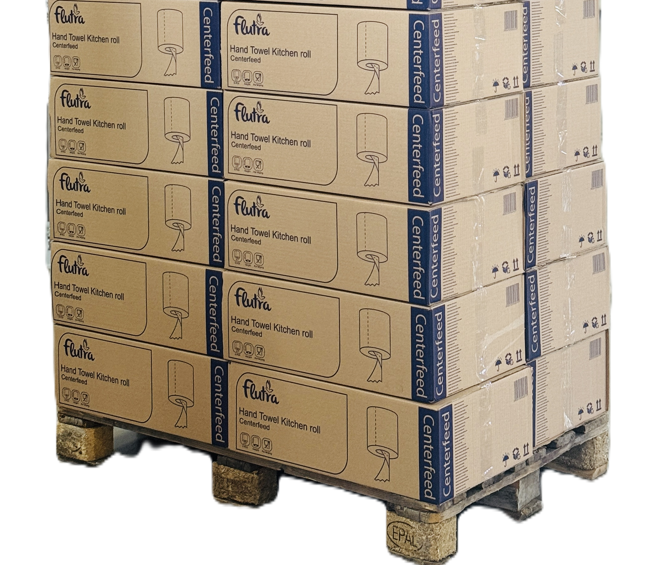 Flutra Papierhandtücher, Centerfeed, 2-lagig, 120 m, 6 Rollen pro Packung, Recycled (100749)