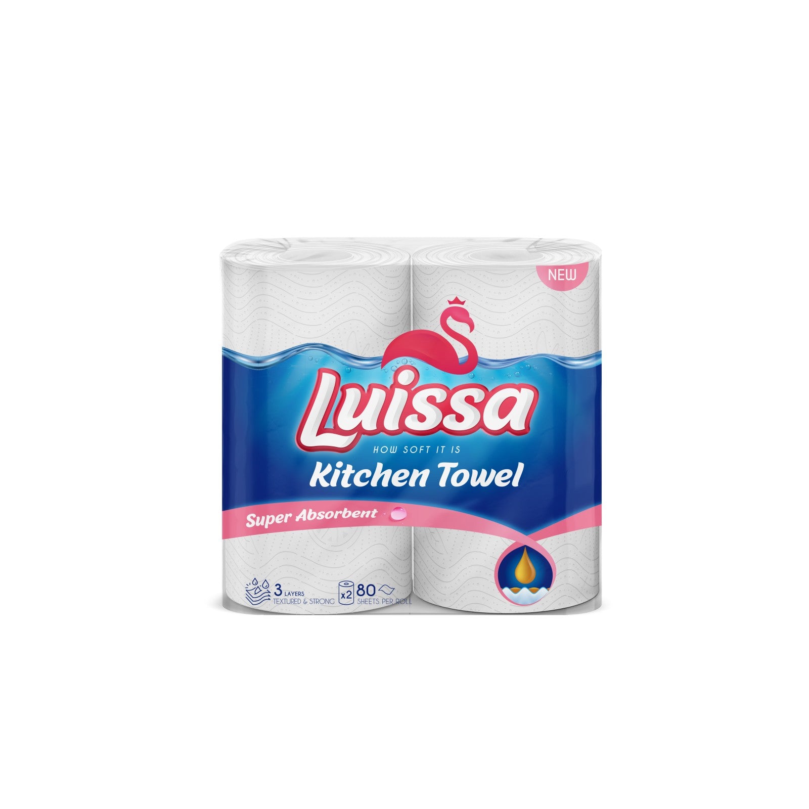 Luissa 1x2 Kitchen Towel 3-PLY, 24 rolls, (12 units of 2)