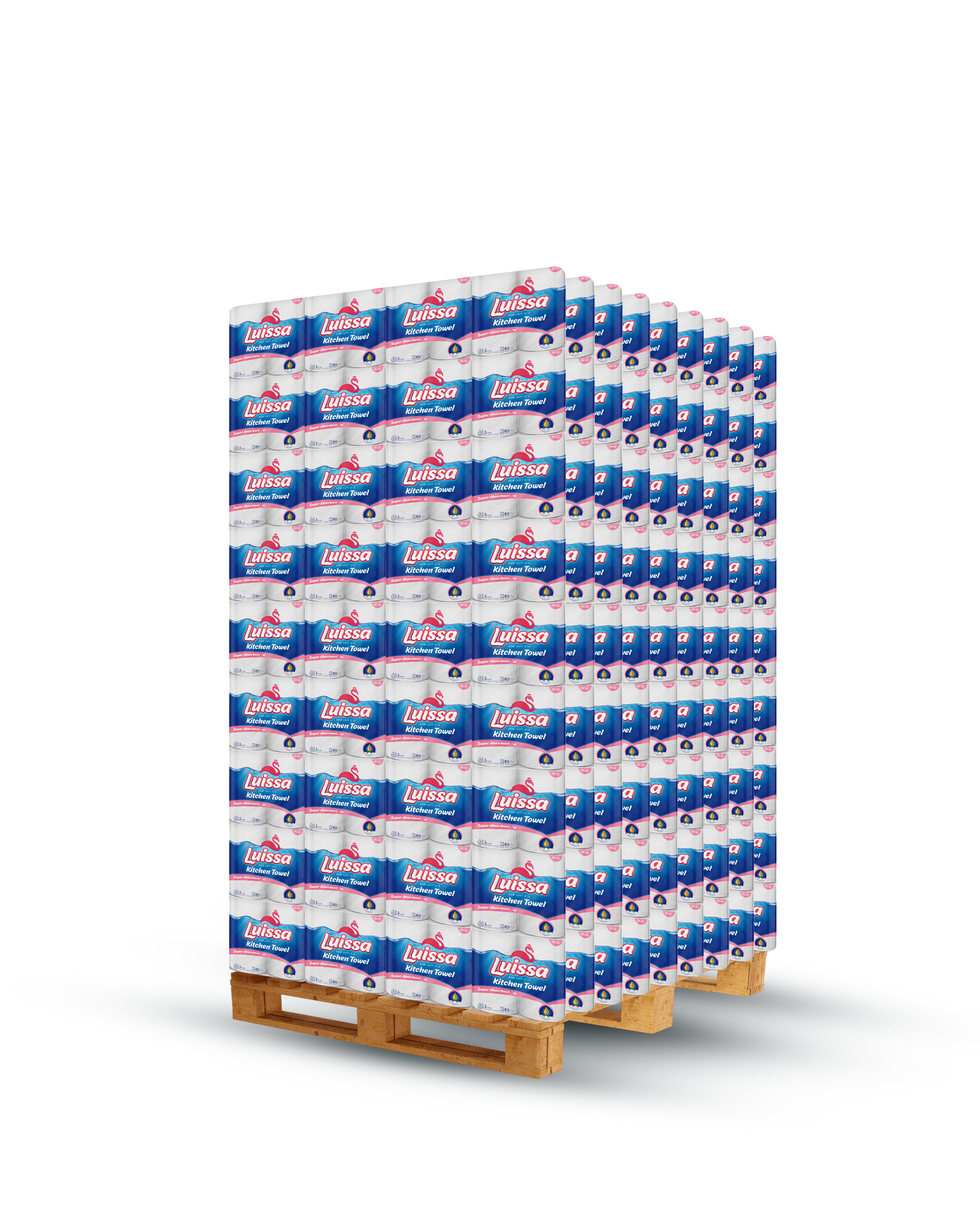 Luissa 1x2 Kitchen Towel 3-PLY, 1 Pallet, 648 Rolls (27 units of 24)