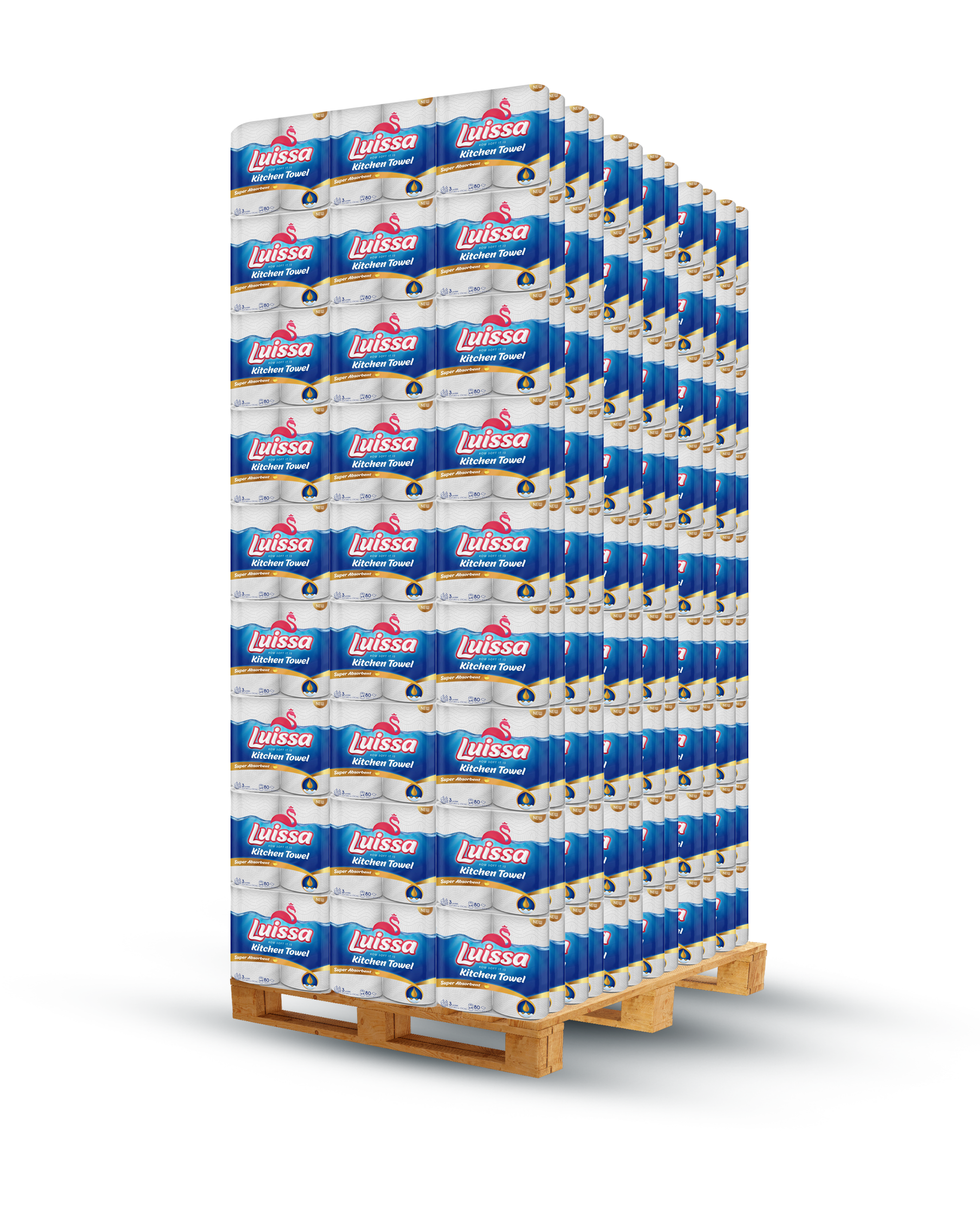 Luissa 1x4 Kitchen Towel 3-PLY, 1 Pallet, 648 Rolls (27 units of 24)