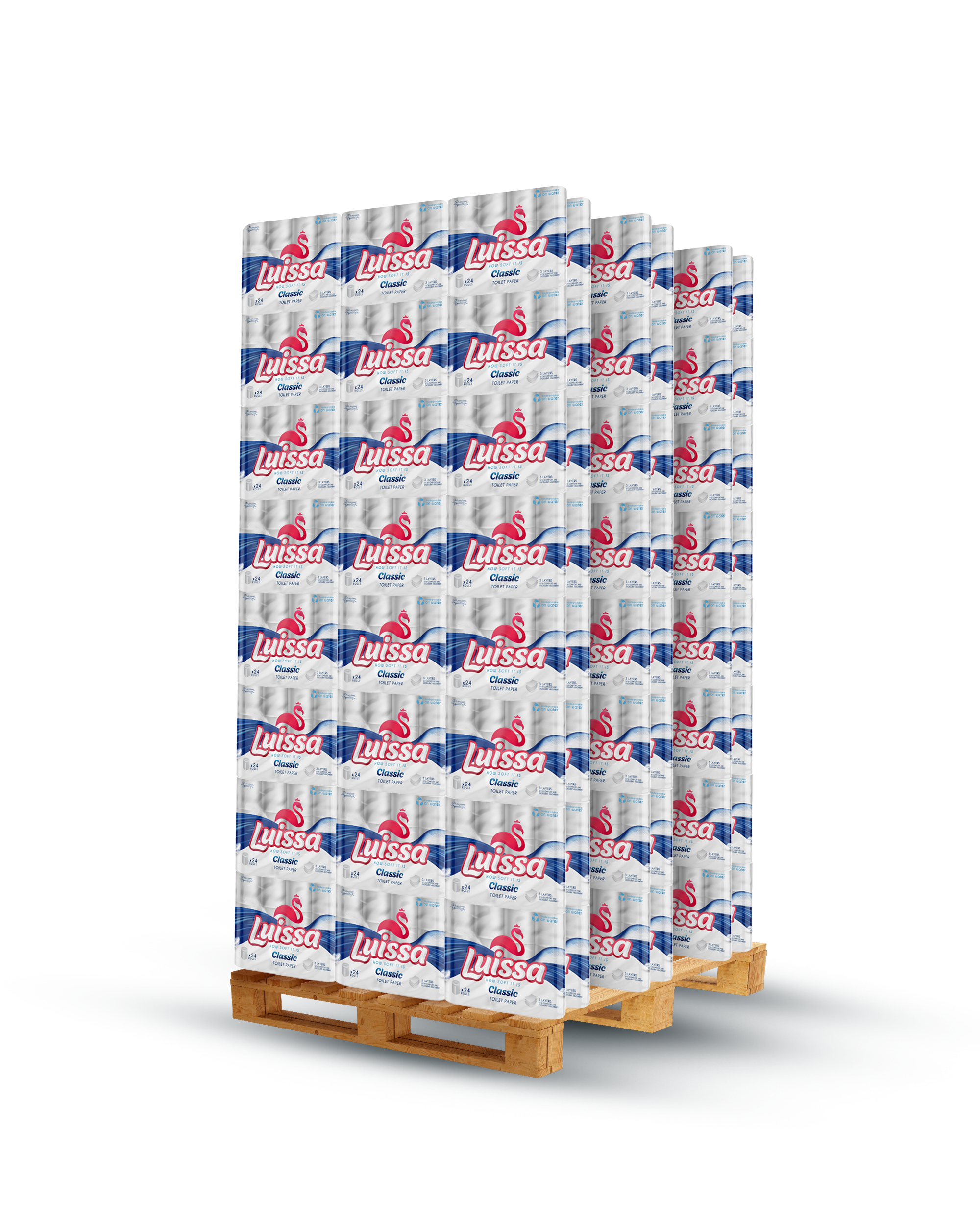Luissa Classic Toilet Paper, 1x24, 3-PLY, 1728 Rolls (12 units of 144)