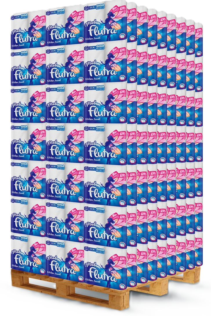 Madam Flutra Giga Roll 1/2 - 18 Rouleaux/Boîte – 378 Rouleaux/Palette, 3 Plis Cellulose