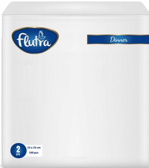 Flutra Dinner Napkin 33x33, 100Pcs. 2 PLY - 3400 Sheets in 34 Pcs(34 units of 100)