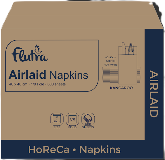 Airlaid Napkin Kangaroo White 40x40, 600 Sheets