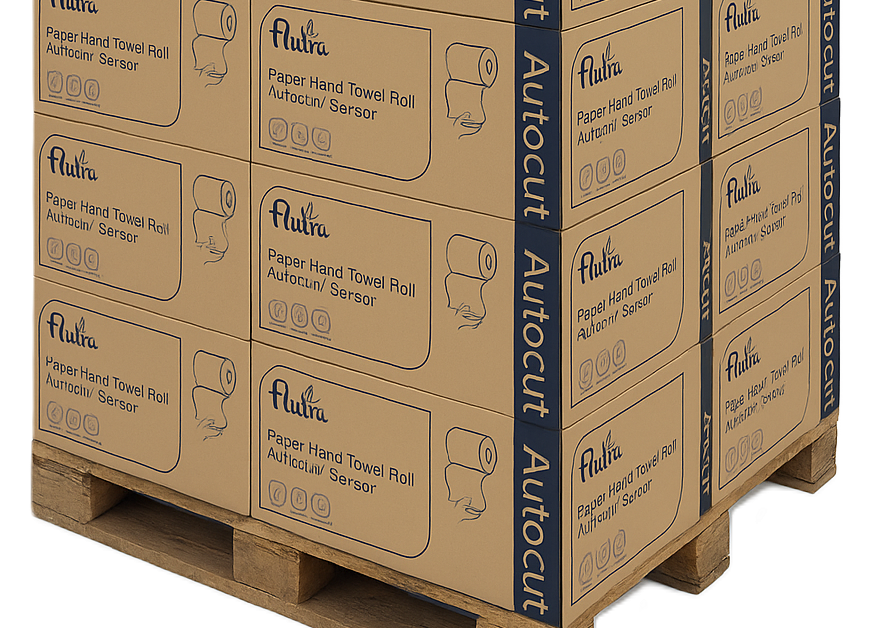 Flutra-Papierhandtücher, Autocut-Sensor, 120 m, 6 Rollen pro Packung, Recycled (100750)