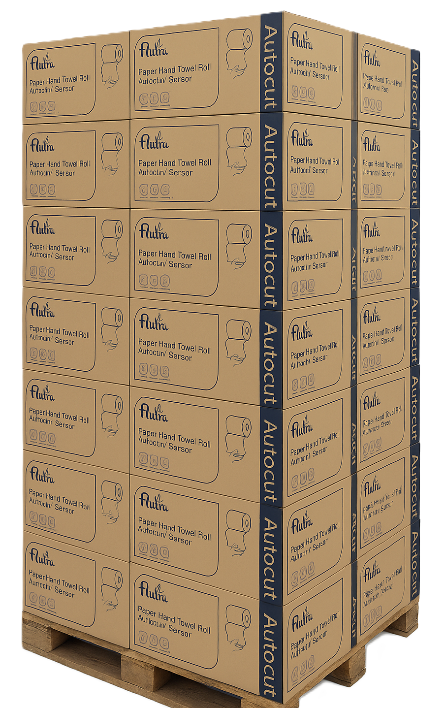 Flutra Hand Paper Towel Autocut Sensor 2-PLY 100m, 6 Rolls Per Pack, 100% Cellulose.