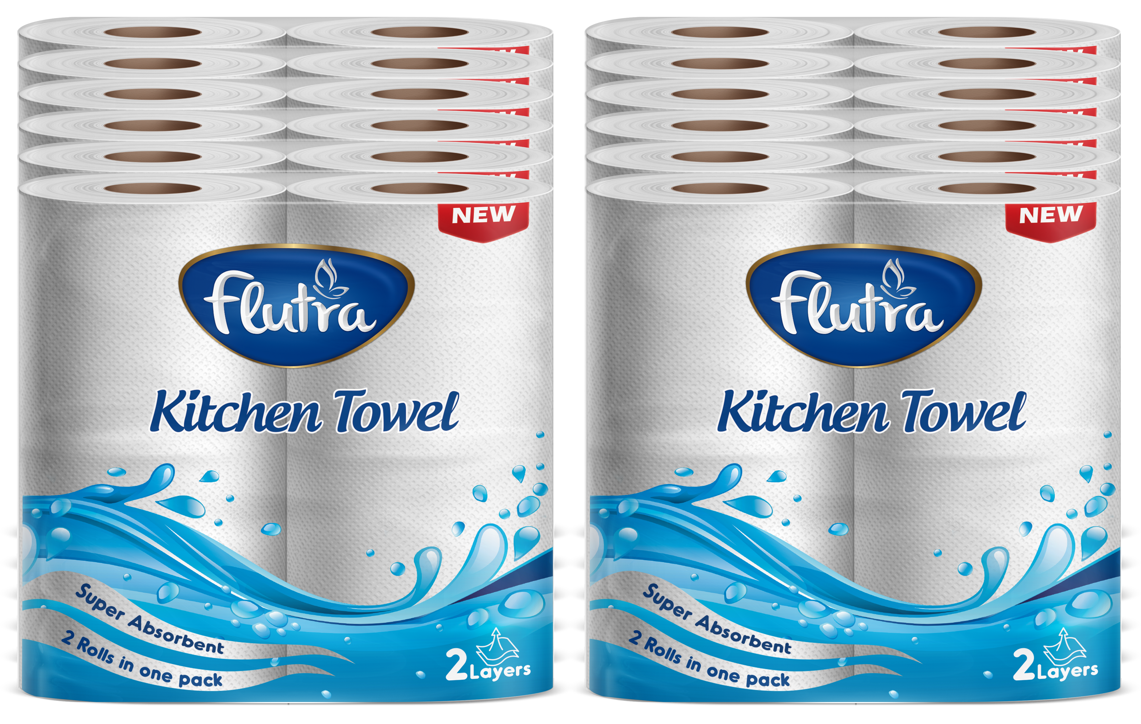 Peshqir letre kuzhine Flutra 2-shtresor, 1/2 fletë 2040 në 24 rrotulla (12 njësi nga 2)