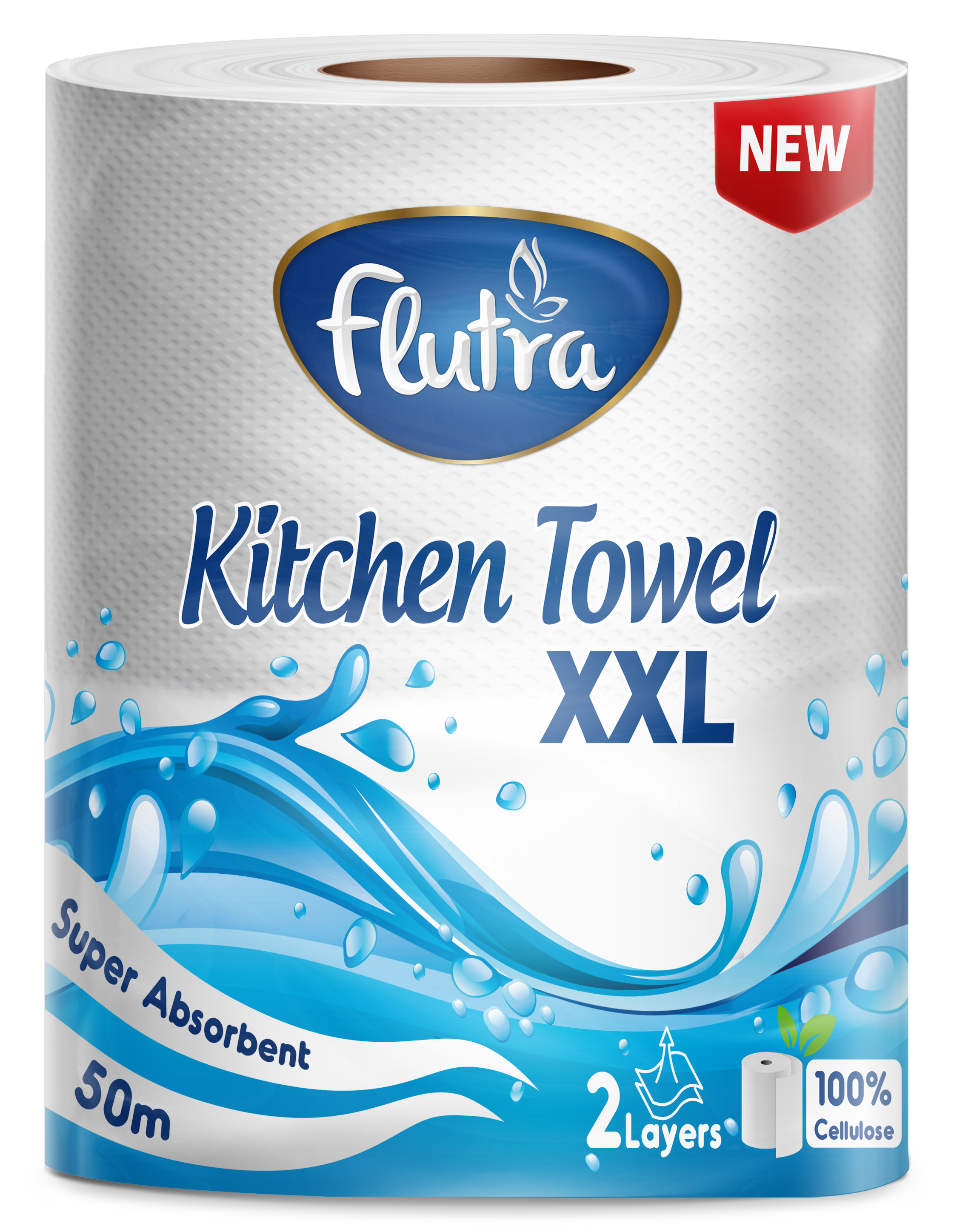 Flutra Kitchen Paper Towel XXL 2-Ply, 2100 Sheets in 6 Rolls (6 Units of 1)