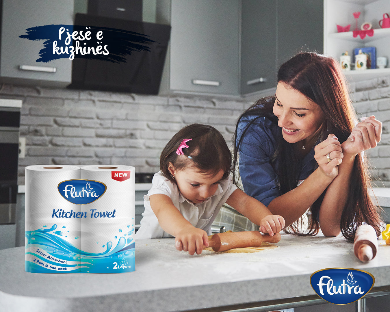 Flutra Kitchen Paper Towel 2-Ply, 1/2 2040 Sheets in 24 Rolls (12 units of 2)