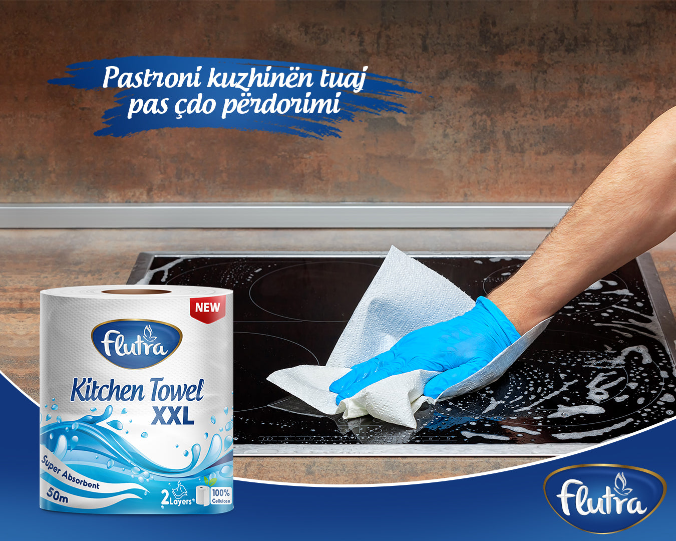 Flutra Kitchen Paper Towel XXL 2-Ply, 2100 Sheets in 6 Rolls (6 Units of 1)