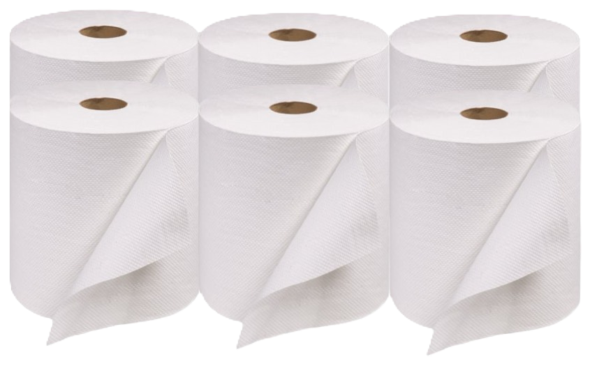 Peshqir letre për duar Flutra me sensor automatik prerjeje, 2 shtresa, 85 m, 6 rrotulla për pako, 100% celulozë.